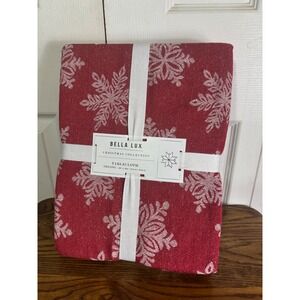 BELLA LUX Christmas Collection Tablecloth‎ Oblong Red Snowflake 60 x 104